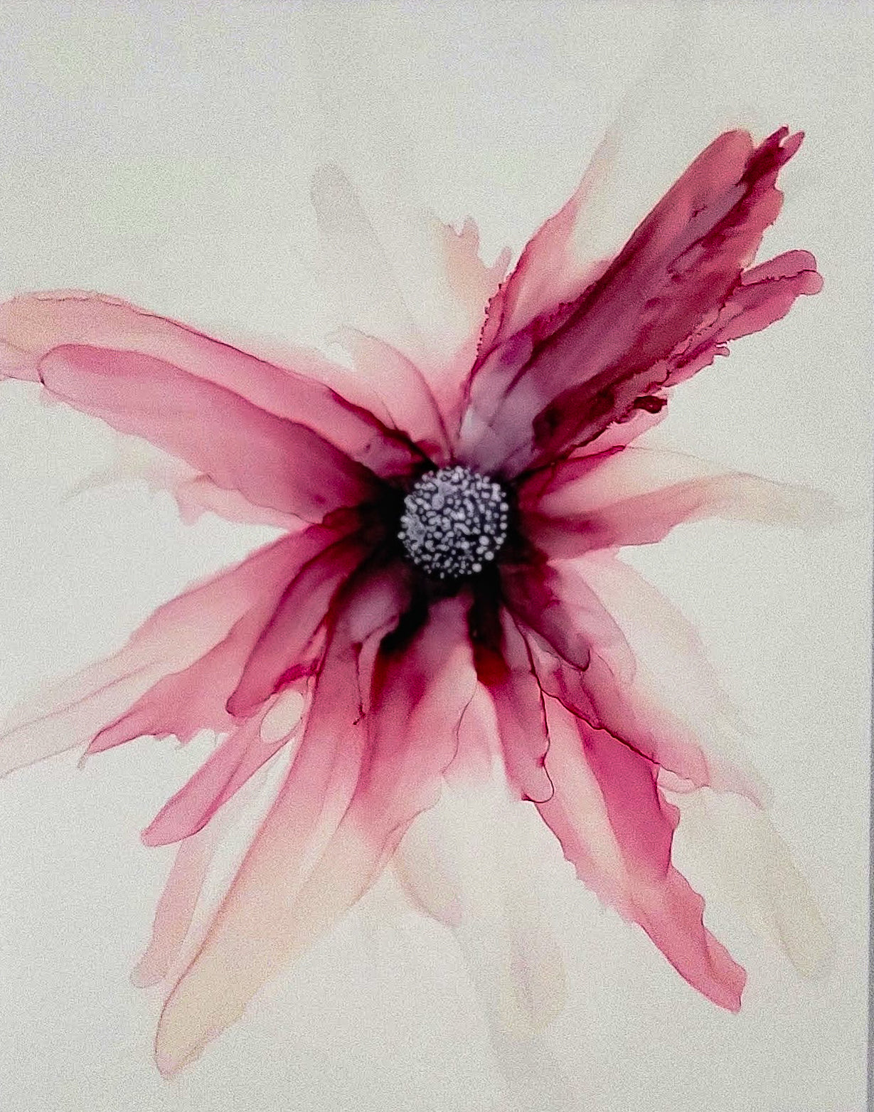 Abstract art purple wispy red flower
