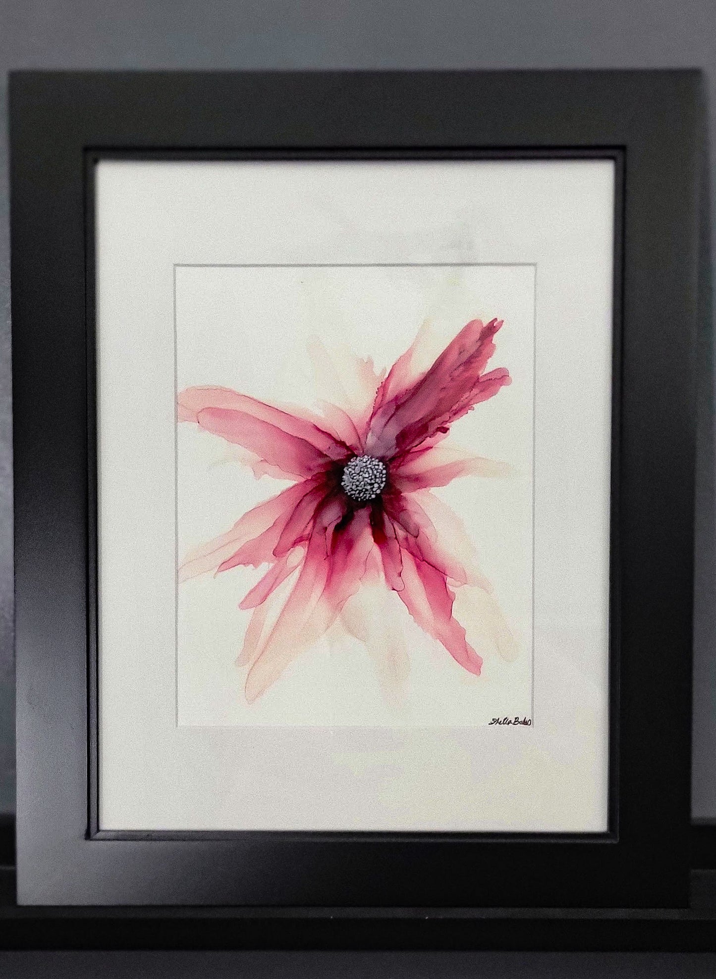 Abstract art purple wispy red flower