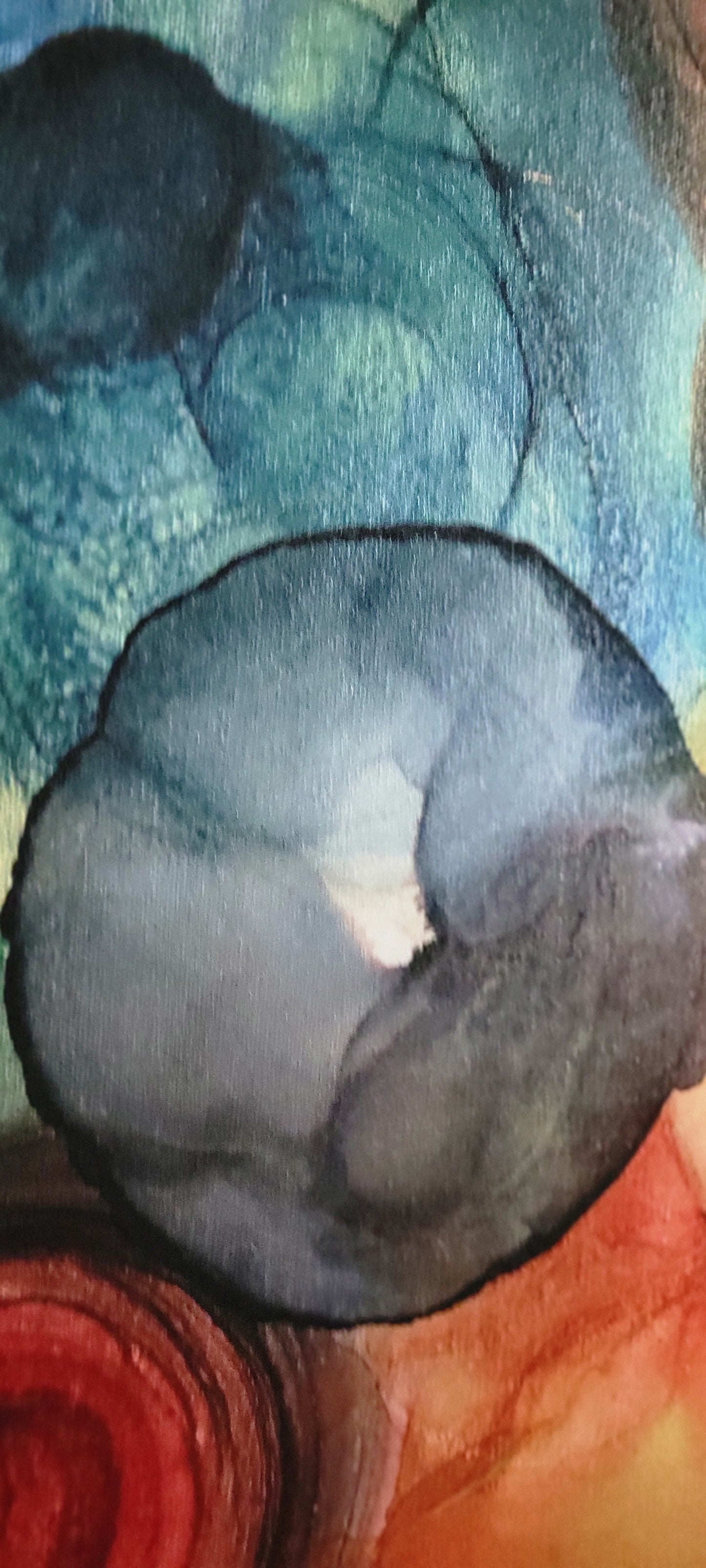 'Happy Daze ' 36 x 48 in oranges and blues on canvas framed