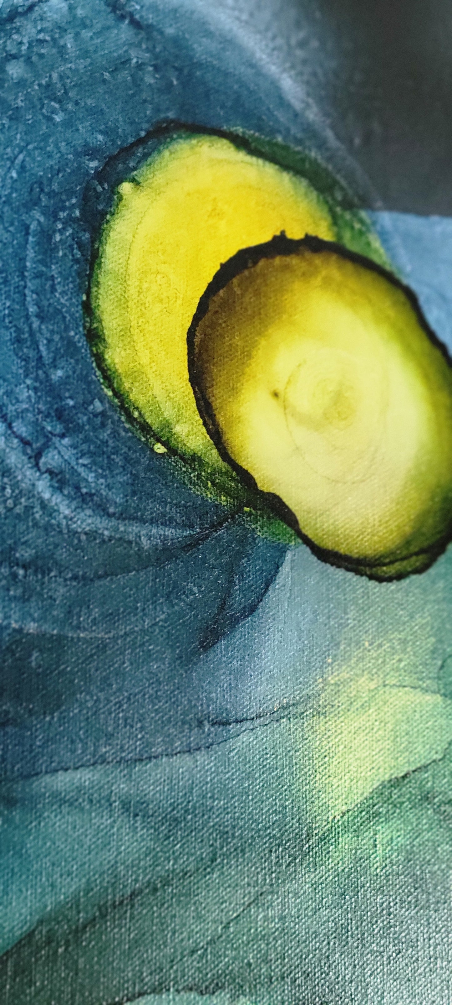 'Happy Daze ' 36 x 48 in oranges and blues on canvas framed