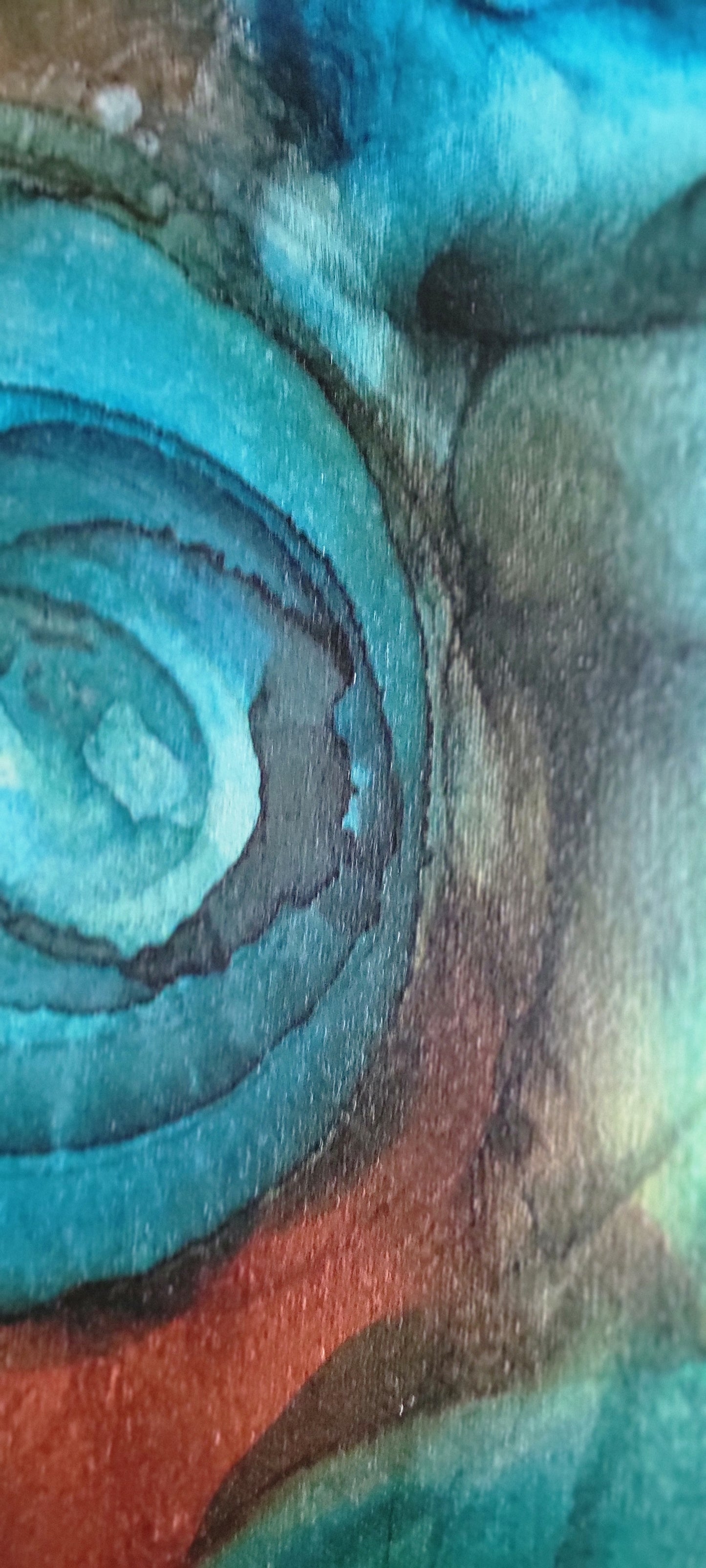 'Happy Daze ' 36 x 48 in oranges and blues on canvas framed