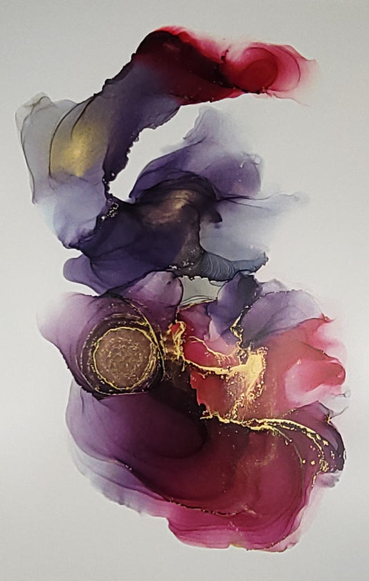 'Midnight Orchid' Alcohol Ink abstract painting 20 x 24