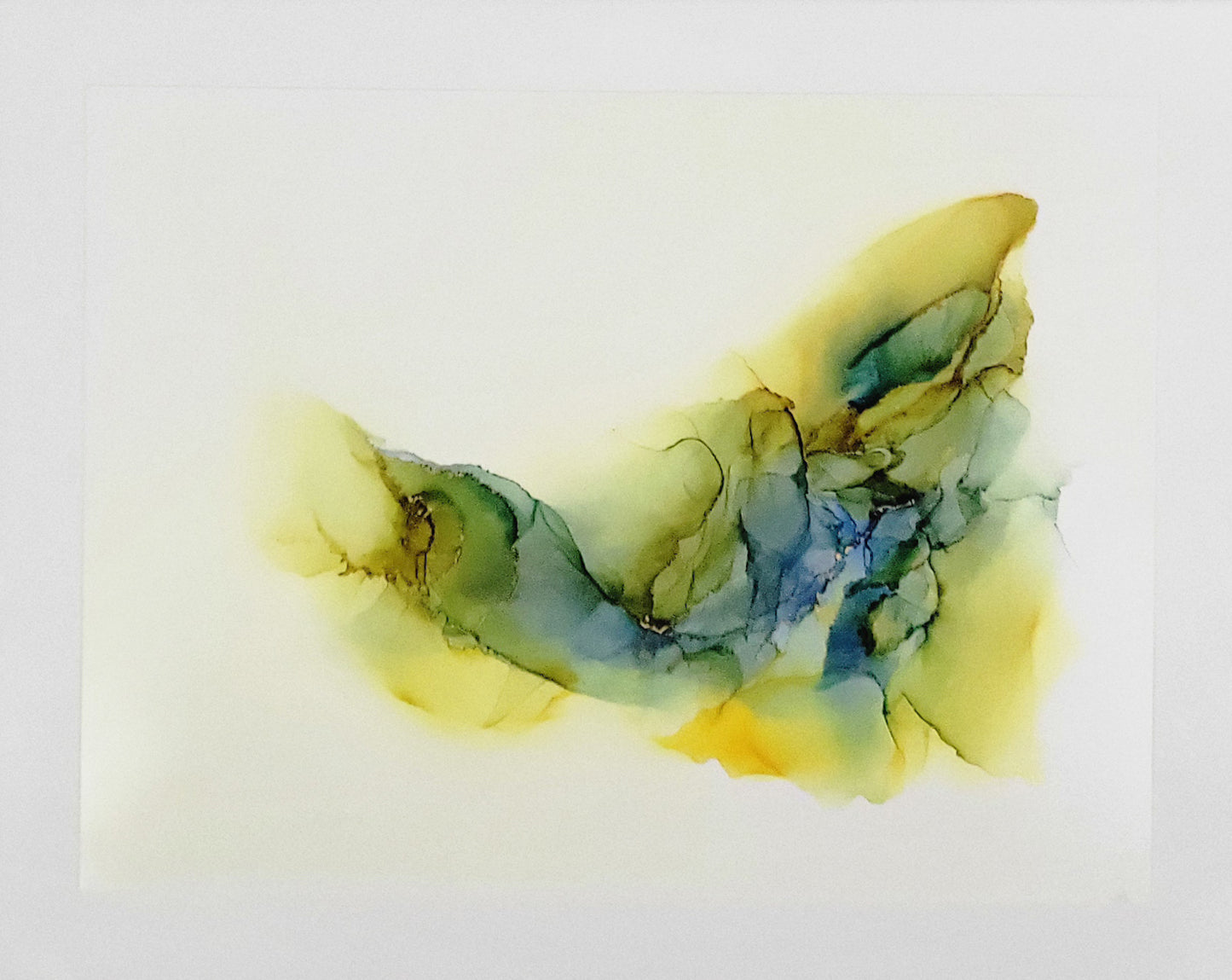 Abstract landscape Artwork 20 x 24 yellows, golds and blue 'Turburlance'