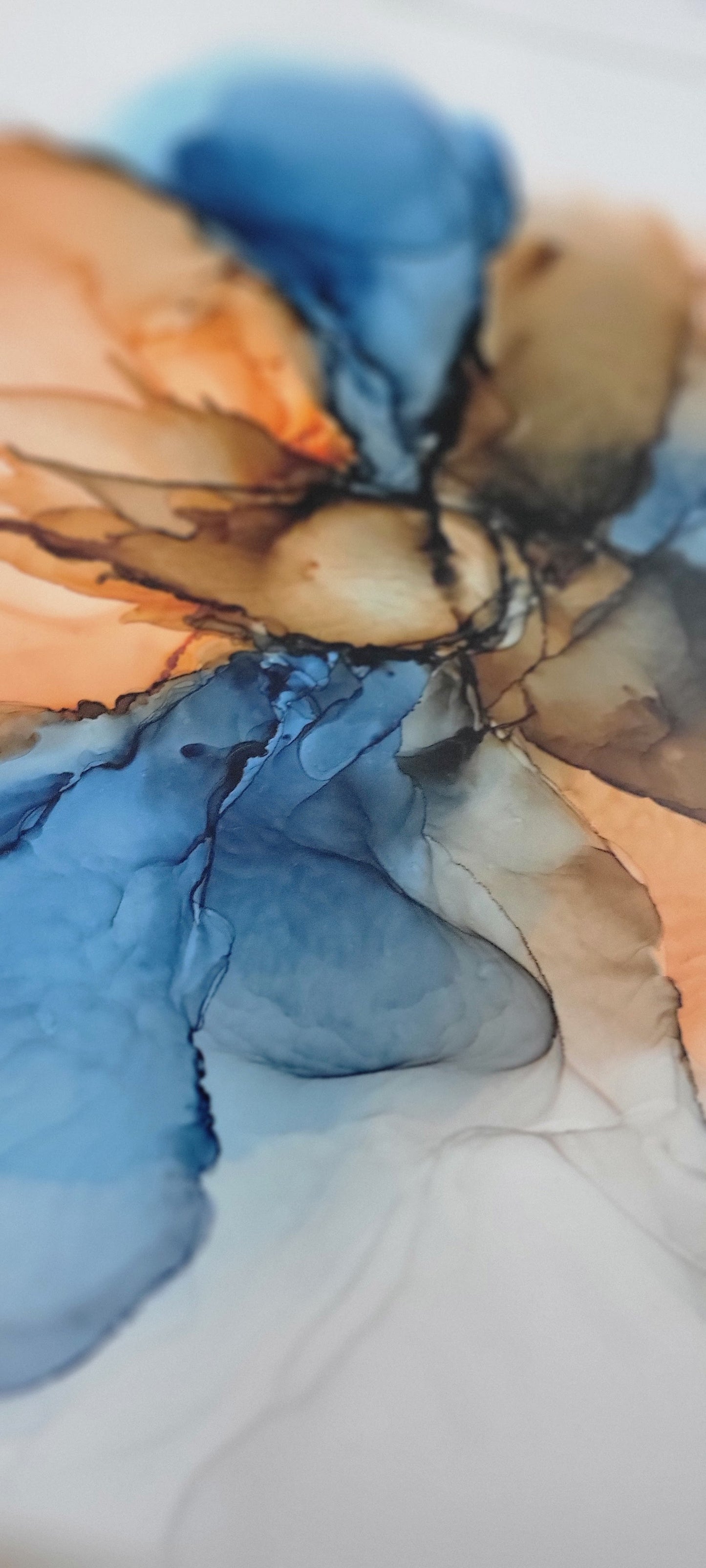 Abstract Artwork 18 x 24, orange and blues 'Dragons Eye'