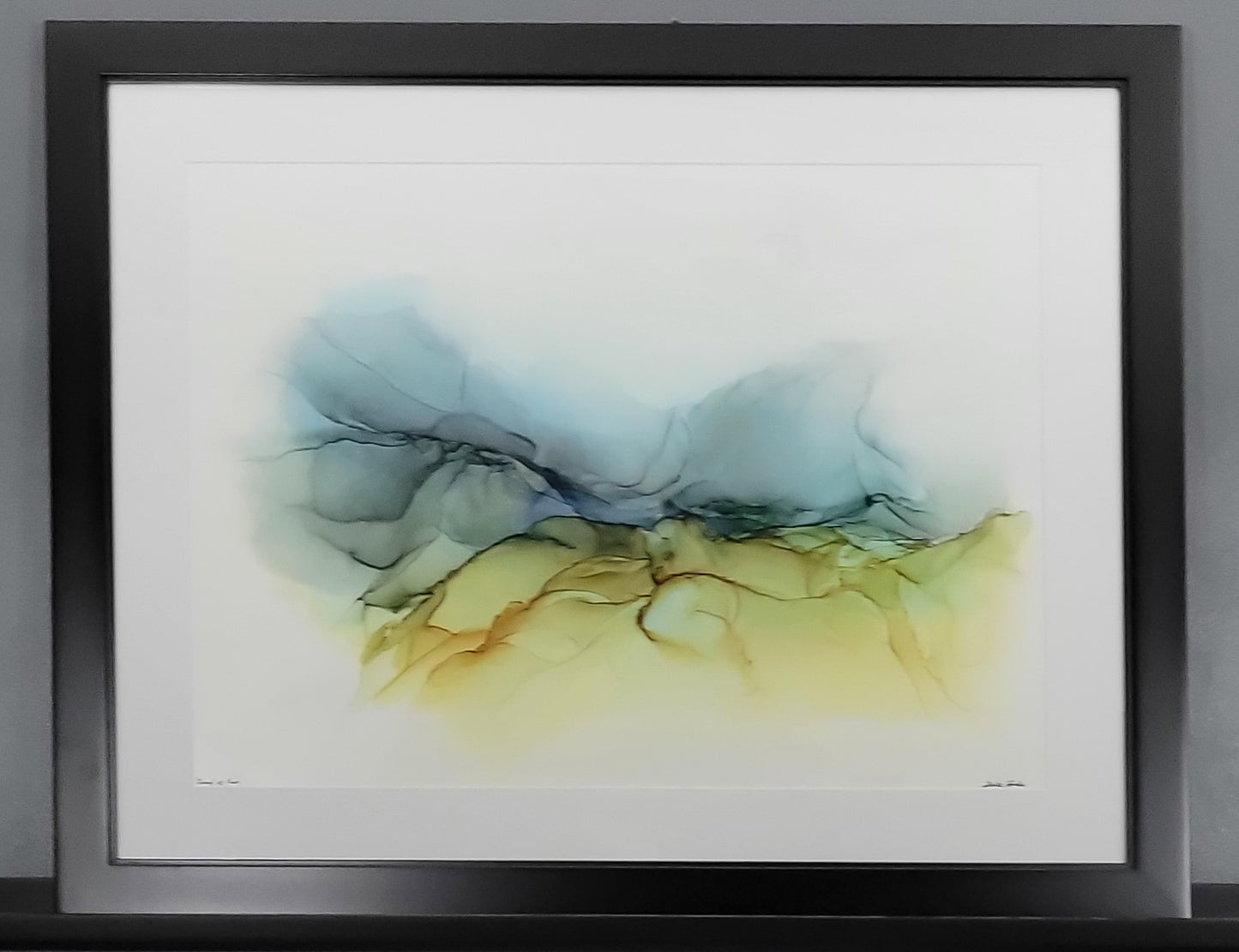 Abstract Artwork 18 x 24, yellow, greens and blues 'Dwarfs of Oin 2'