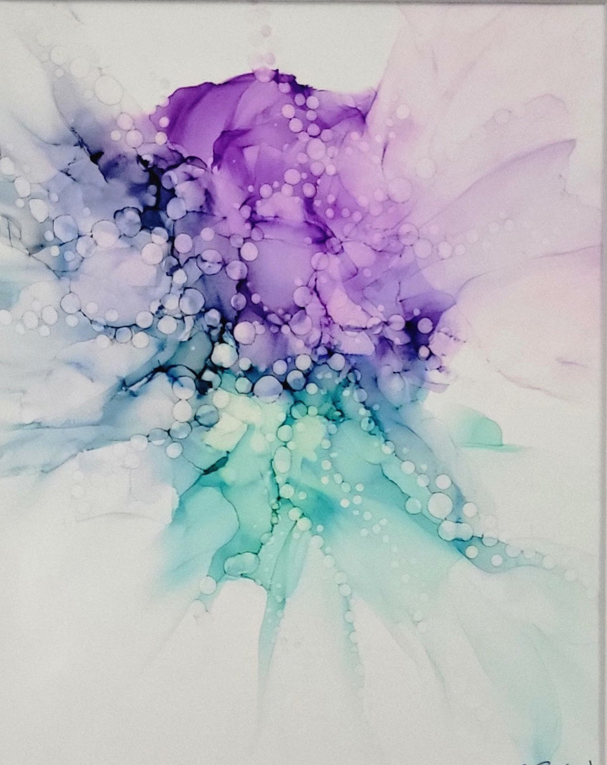 Abstract art  in aqua, pinks and purple. 'Bubbles'