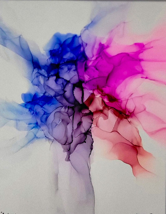 Abstract art  in blues, pinks and purple. 'Splash'